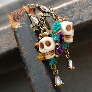 Skull and Crystal Teardrop Earrings E241