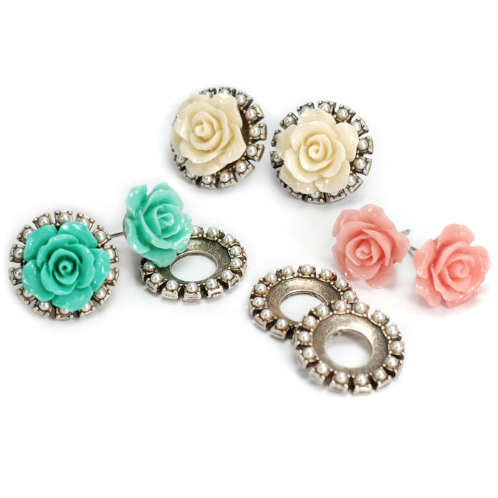 Rose & Crystal Jacket Earrings