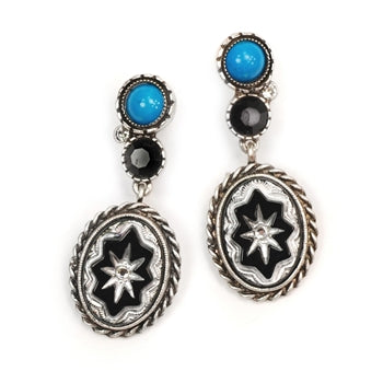 Black Rock Vintage Glass Earrings E311