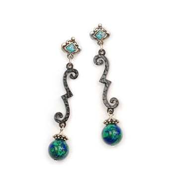 Wrought Iron Turquoise Earrings