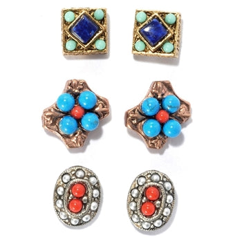 Set of 3 Gypsy Stud Earrings E636-SW