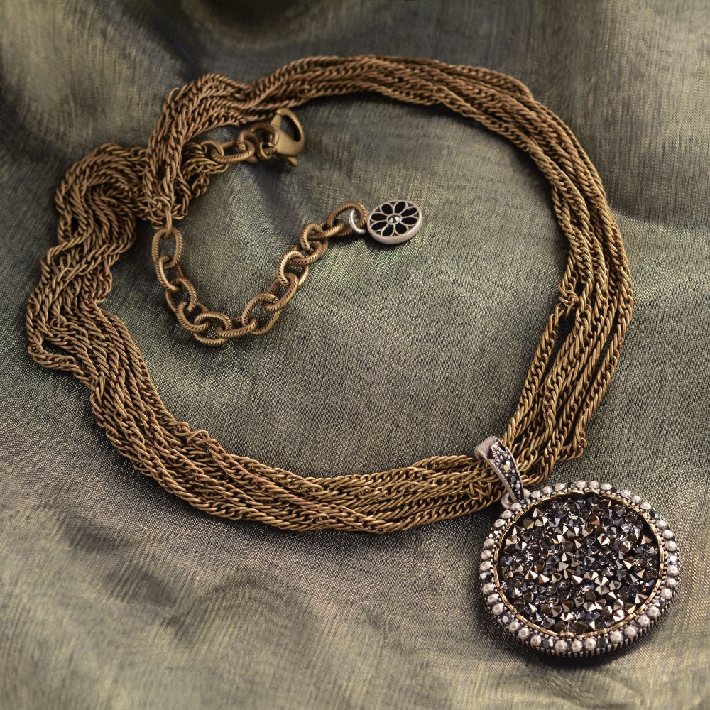 Pyrite Crystal Rocks Pendant Necklace N121