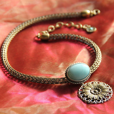 Amazonite & Daisy Flower Necklace N220