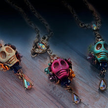 Load image into Gallery viewer, Skull and Crystal Teardrop Necklace N241