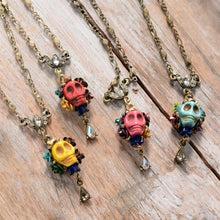 Load image into Gallery viewer, Skull and Crystal Teardrop Necklace N241