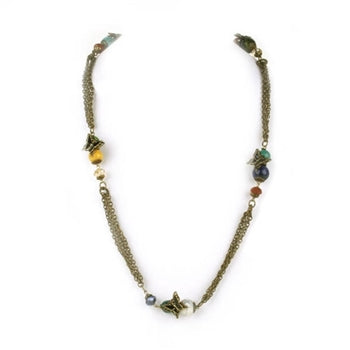 Gemstone Beads & Butterflies Necklace N268