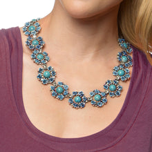 Load image into Gallery viewer, Blue Roses Statement Necklace N283
