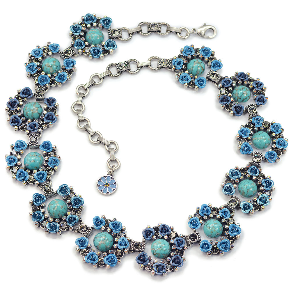 Blue Roses Statement Necklace N283