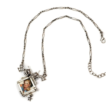 Gun Girlie Glass Photo Box Necklace N293