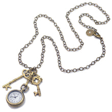 Load image into Gallery viewer, Steampunk Pocket Watch and Antique Key Necklace - Sweet Romance Wholesale