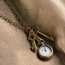 Load image into Gallery viewer, Steampunk Pocket Watch and Antique Key Necklace - Sweet Romance Wholesale
