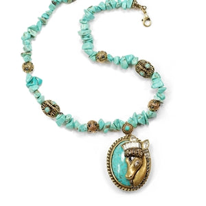 Deco Horse on Turquoise Necklace N391