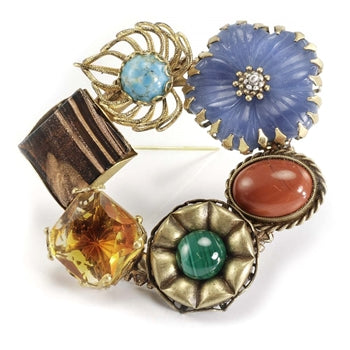 Gemstone Wreath Pin P106