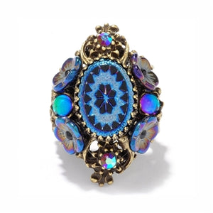 Vintage Peacock Oval Ring