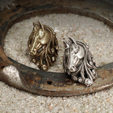 Load image into Gallery viewer, Horse Head Ring in Silver and Bronze