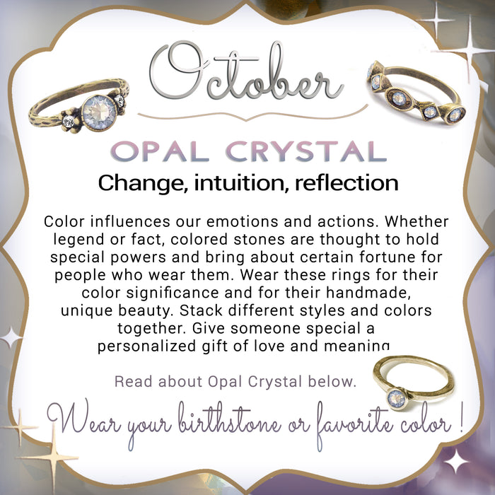 Stackable October Birthstone Ring - Opal Crystal