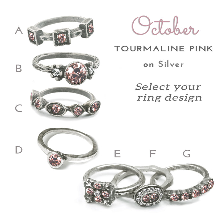 Stackable October Birthstone Ring - Tourmaline Pink