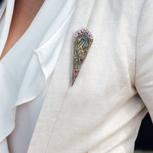 Load image into Gallery viewer, Enamel Egret Art Nouveau Pin Pendant  P144