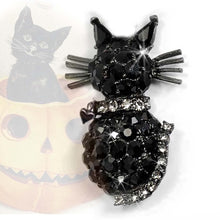 Load image into Gallery viewer, Black Cat Crystal Pin Brooch P213