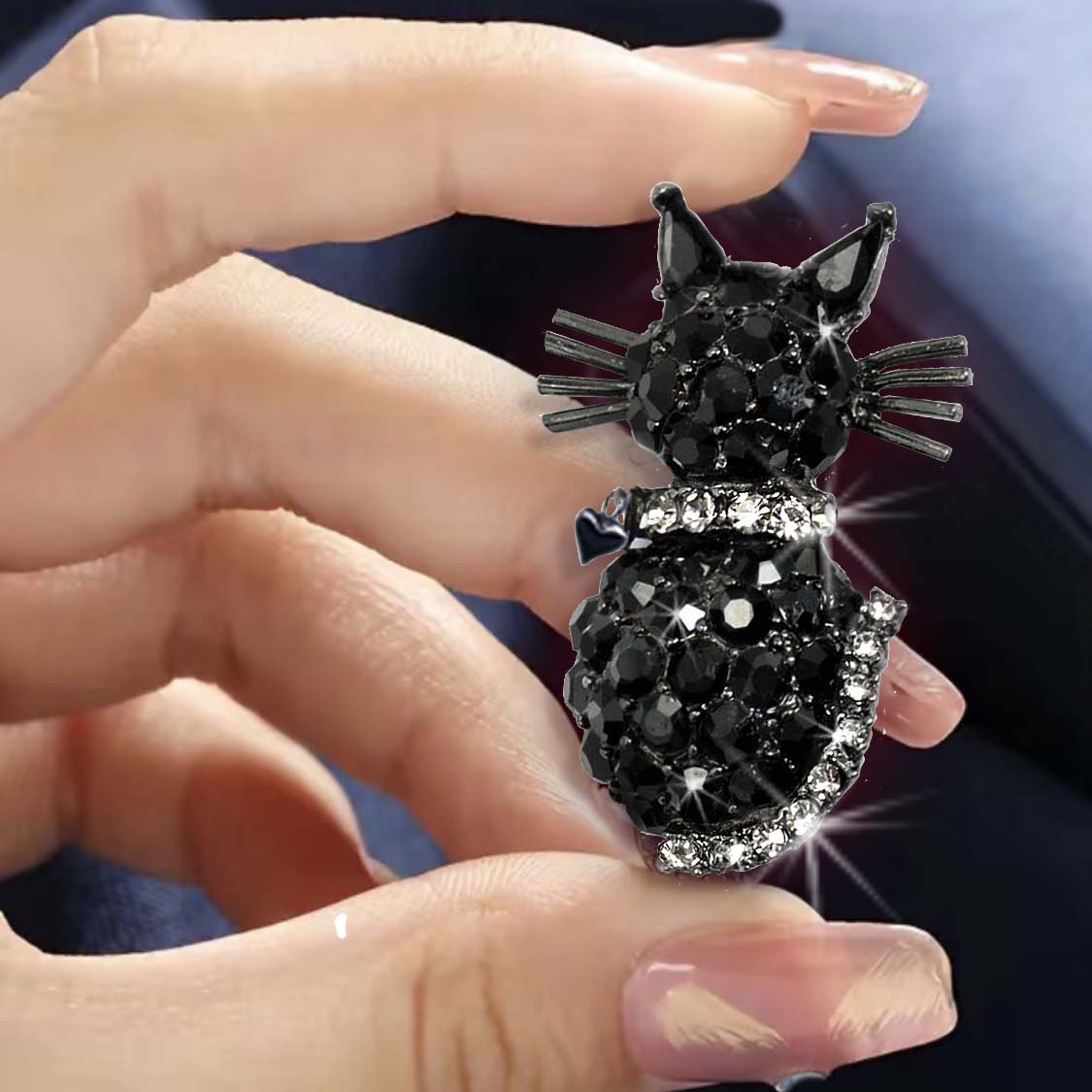 Black Cat Crystal Pin Brooch P213