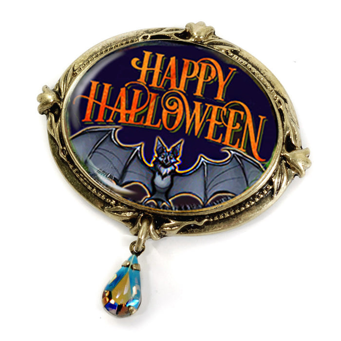 Happy Halloween Bat Retro Pin