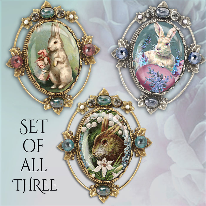 Set of 3 Vintage Easter Bunnies Pins P330-SET