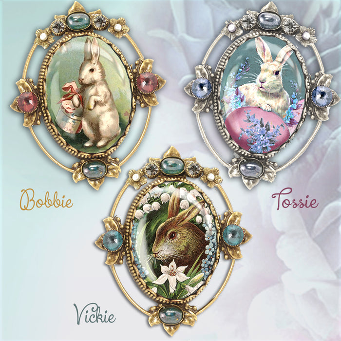 Set of 3 Vintage Easter Bunnies Pins P330-SET