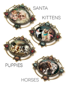 Vintage Christmas Puppies Pin  P330-P