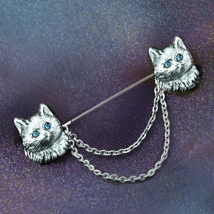 Twin Kittens Pin P680 - sweetromanceonlinejewelry