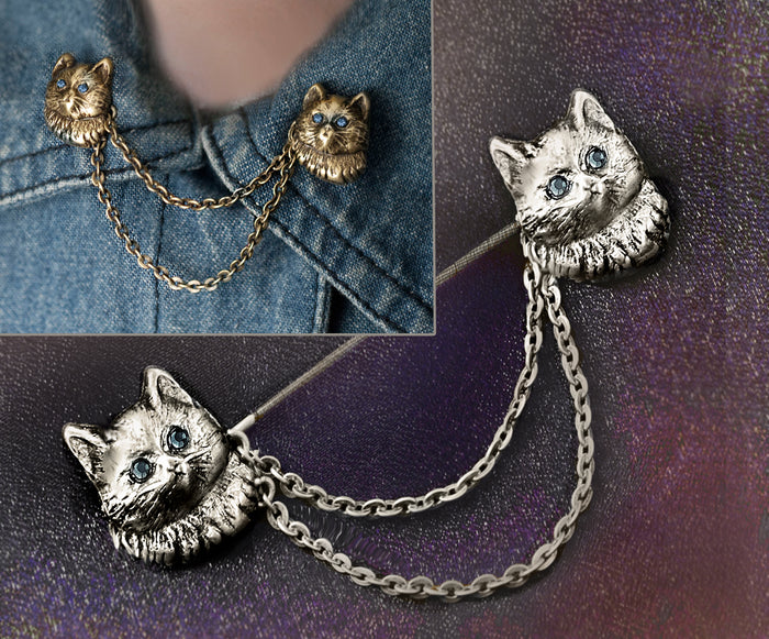 Twin Kittens Vintage Pin P680