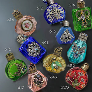Cloisonne Enamel Rose Vintage Mini Perfume Bottle