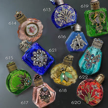 Load image into Gallery viewer, Teal Blue Czech Vintage Mini Perfume Bottle