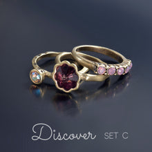 Load image into Gallery viewer, Vintage Flower Crystal Stack Ring Set   R565
