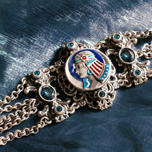 Load image into Gallery viewer, Art Deco Egyptian Goddess Vintage Silver Bracelet