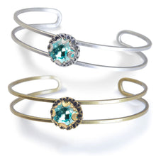 Load image into Gallery viewer, Crystal Dot Turquoise Stacking Cuff Bracelet