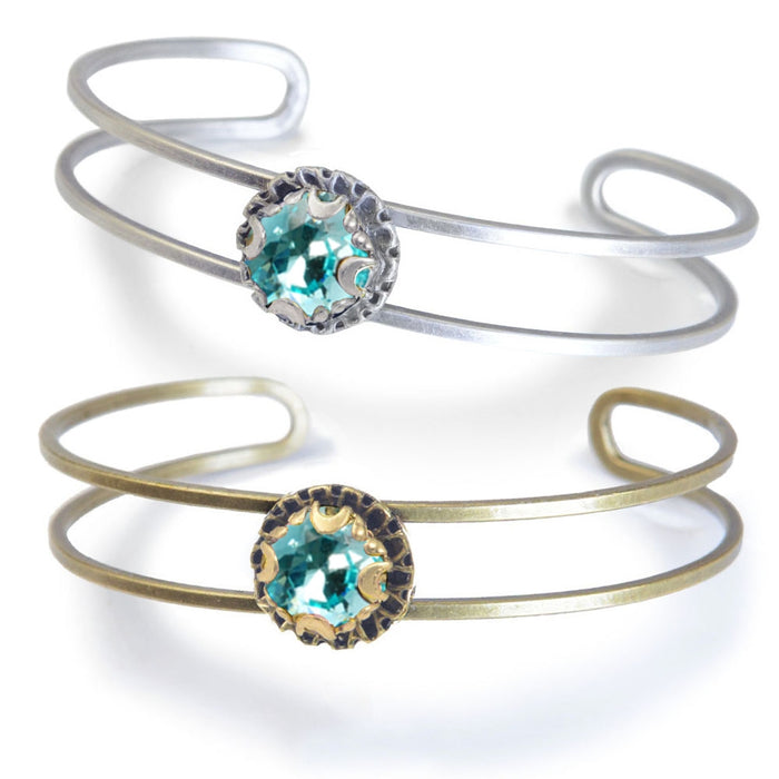 Crystal Dot Turquoise Stacking Cuff Bracelet