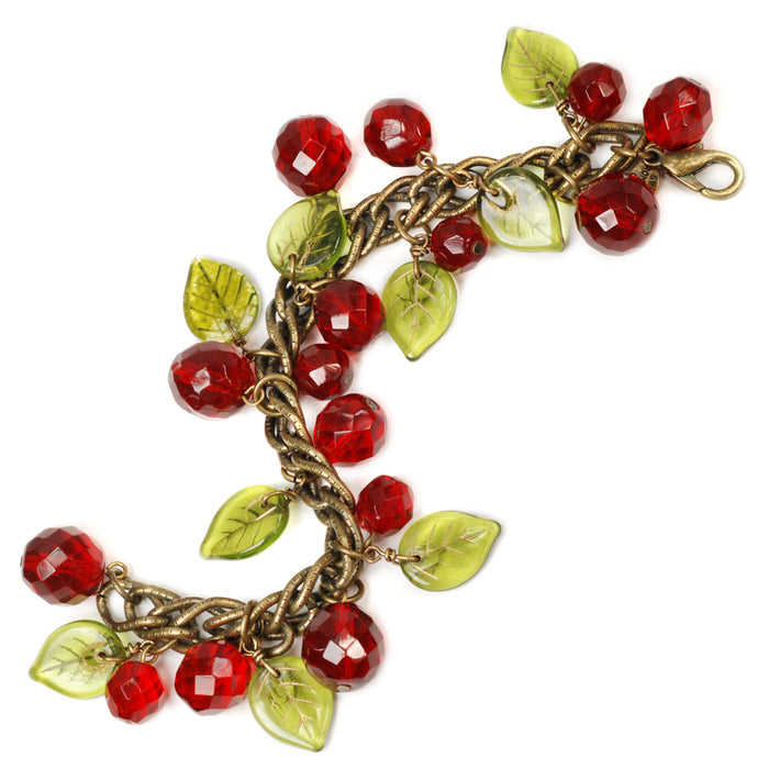 Retro Glass Cherries Statement Bracelet