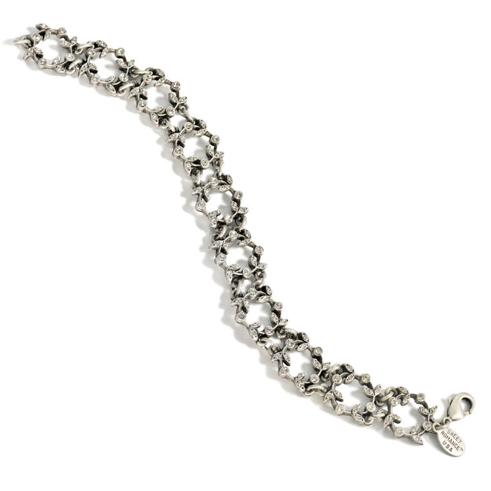 Vintage Leaf Crown Crystal Bracelet