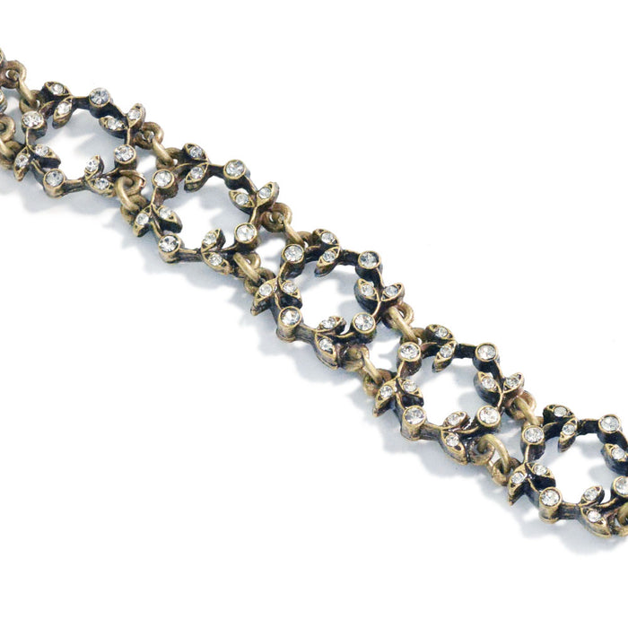 Vintage Leaf Crown Crystal Bracelet BR266