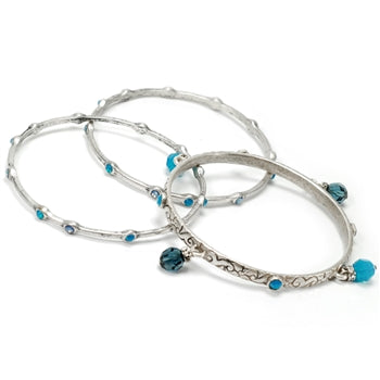 Set of 3 Crystal Bangle Bracelets