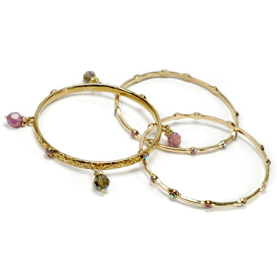 Set of 3 Crystal Bangle Bracelets