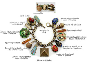 King Tut Vintage Egyptian Charm Bracelet