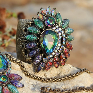 Vintage Opal Glass Cuff Bracelet