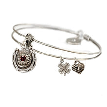 Load image into Gallery viewer, Lucky Horseshoe Birthstone Bangle