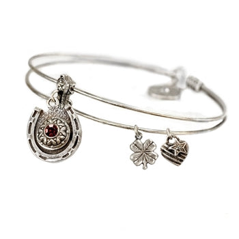 Lucky Horseshoe Birthstone Bangle