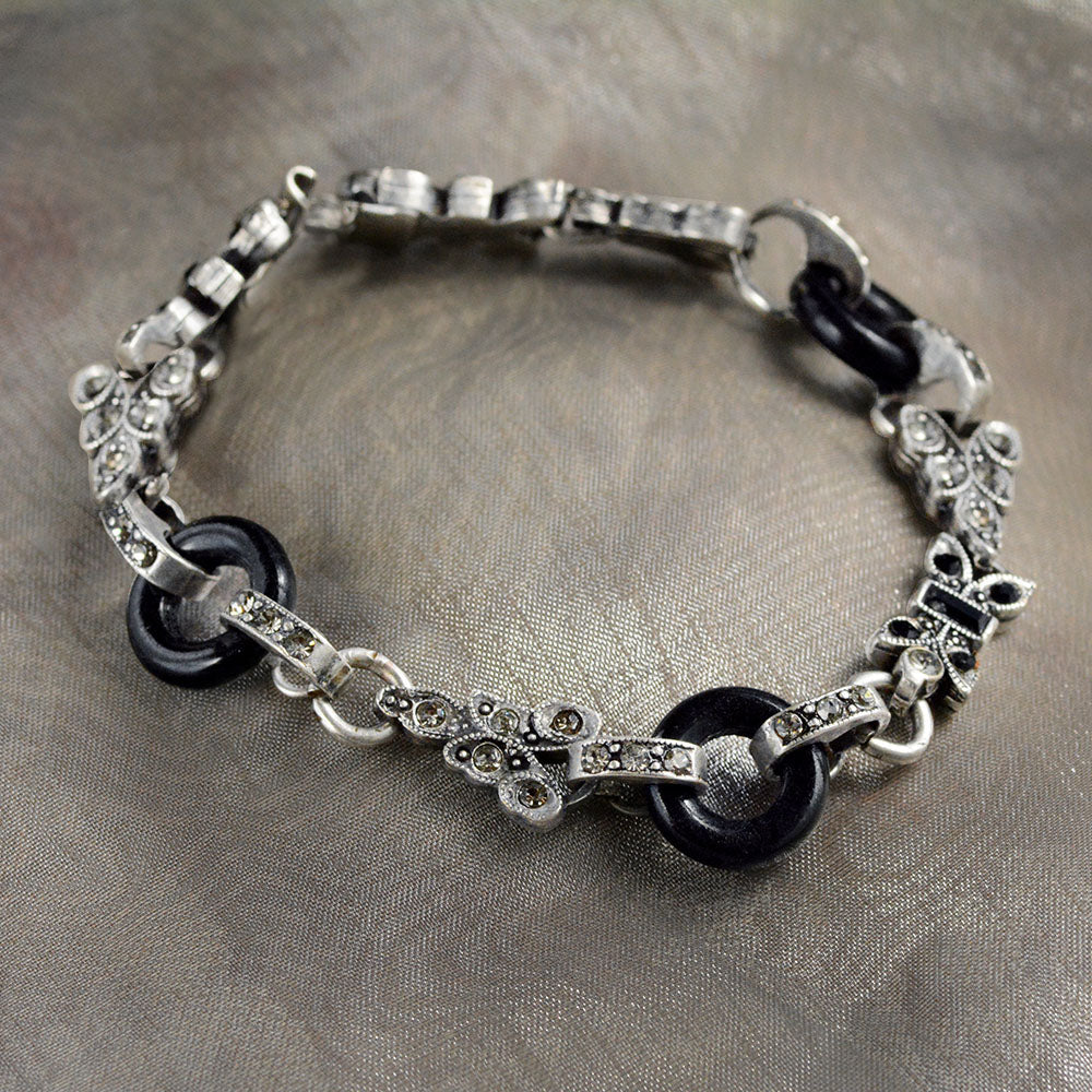 Art Deco Black and Silver Bracelet BR404