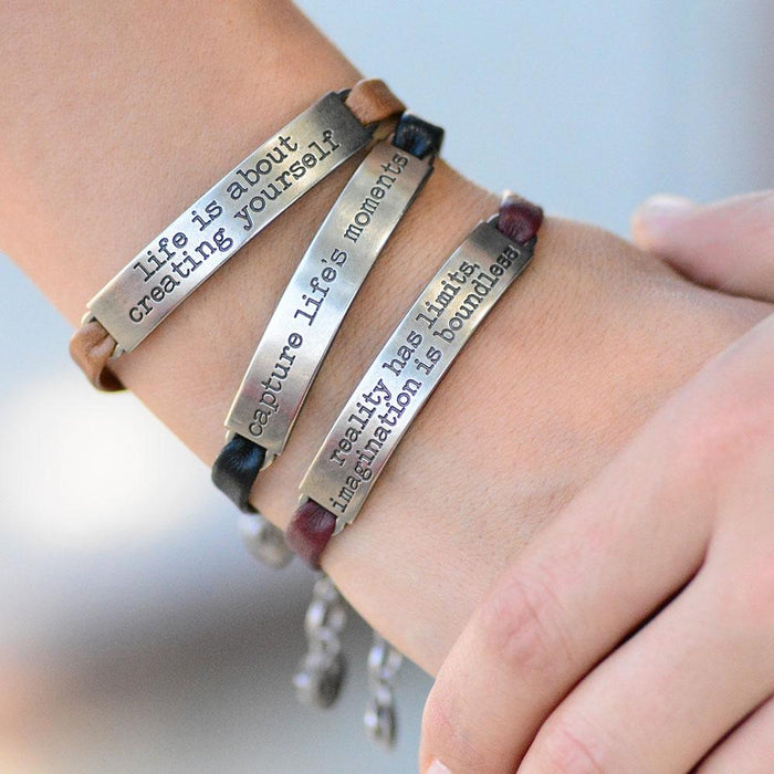 Inspirational Message Leather Bracelets