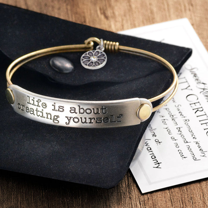 Life is about creating yourself Inspirational Message Bracelet BR410