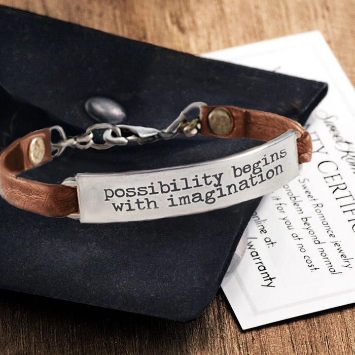 Possibility begins with imagination Inspirational Message Bracelet BR415