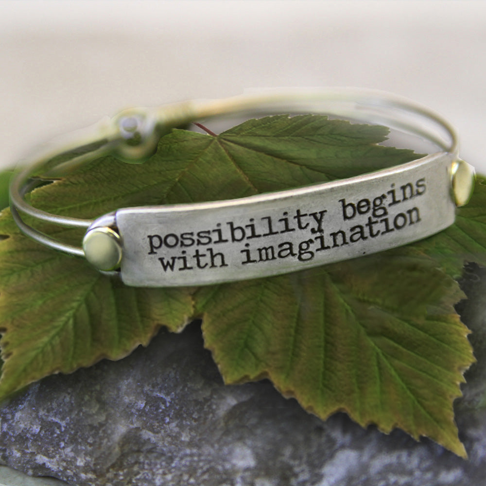 Possibility begins with imagination Inspirational Message Bracelet BR415